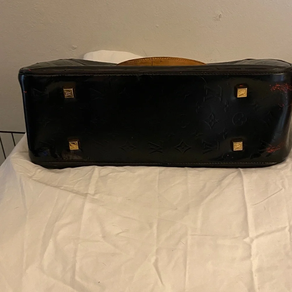 Louis Vuitton Black Monogram Embossed Laptop Bag with Tan Handles - Picture 9 of 12